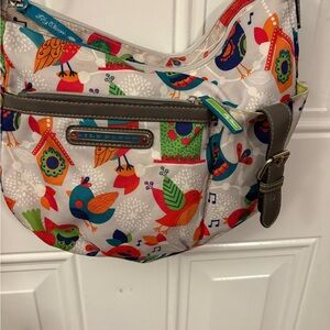 Lily Bloom Colorful Bird Pattern Hobo Bag